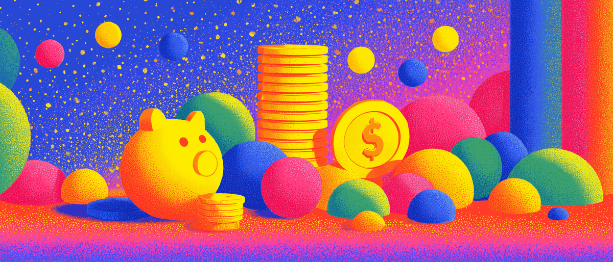 Colorful side business illustration with piggy bank